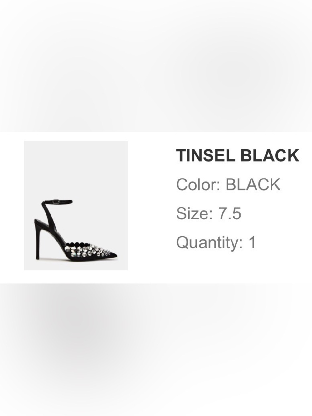 Steve Madden Black Pointed Toe Ankle-Strap Heels with Crystal Studs